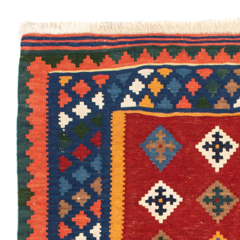 Kelim-tæppe - orientalsk firkantet  - 104 x 101 cm - mørkerød
