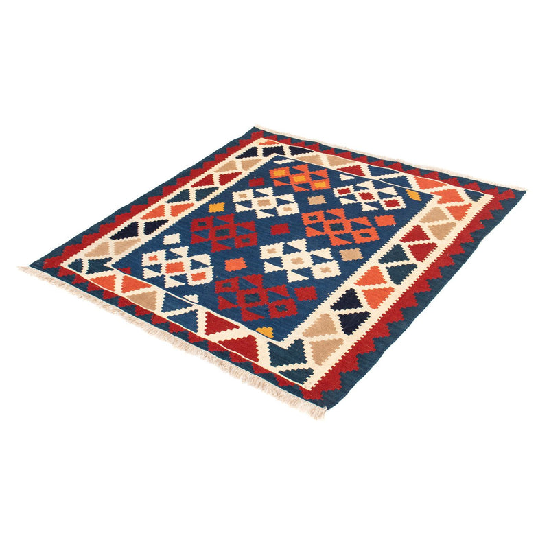 Kelim-tæppe - orientalsk firkantet  - 103 x 100 cm - mørkeblå