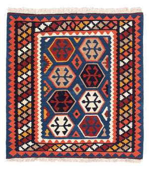 Kelim-tæppe - orientalsk firkantet  - 102 x 100 cm - blå