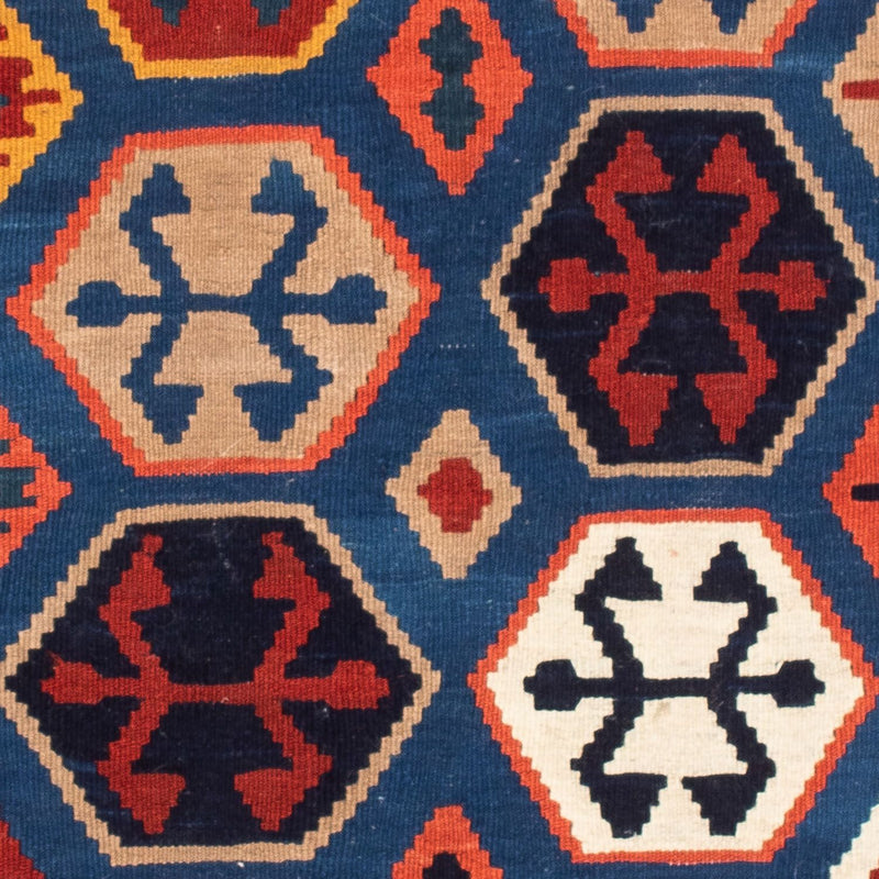 Kelim-tæppe - orientalsk firkantet  - 102 x 100 cm - blå