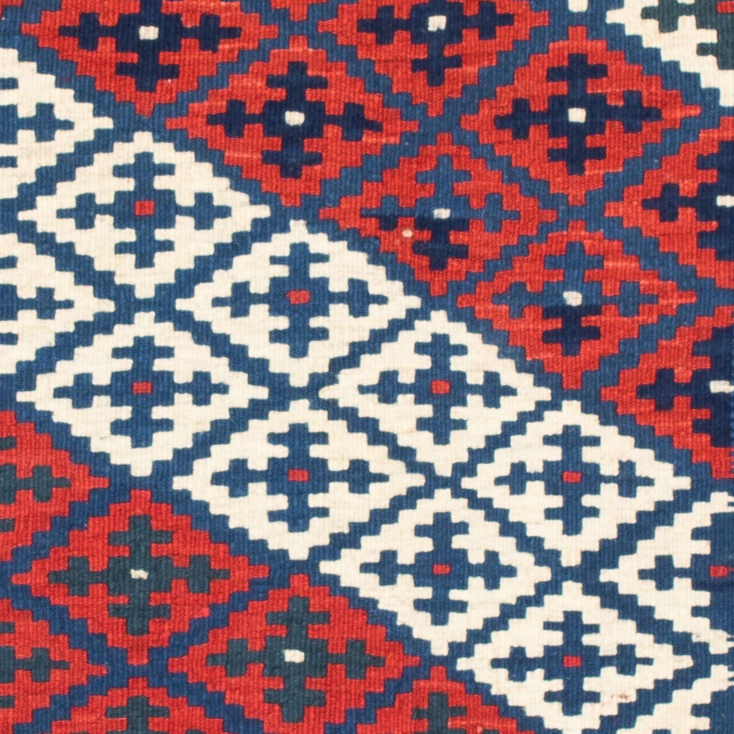Kelim-tæppe - orientalsk firkantet  - 100 x 95 cm - mørkeblå