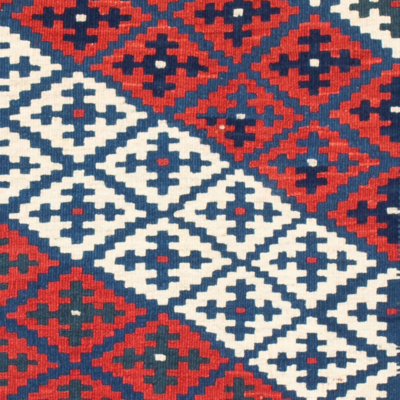 Kelim-tæppe - orientalsk firkantet  - 100 x 95 cm - mørkeblå