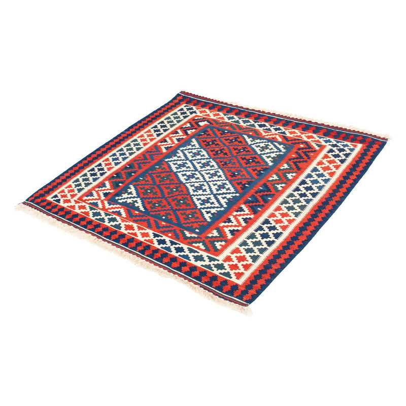 Kelim-tæppe - orientalsk firkantet  - 100 x 95 cm - mørkeblå
