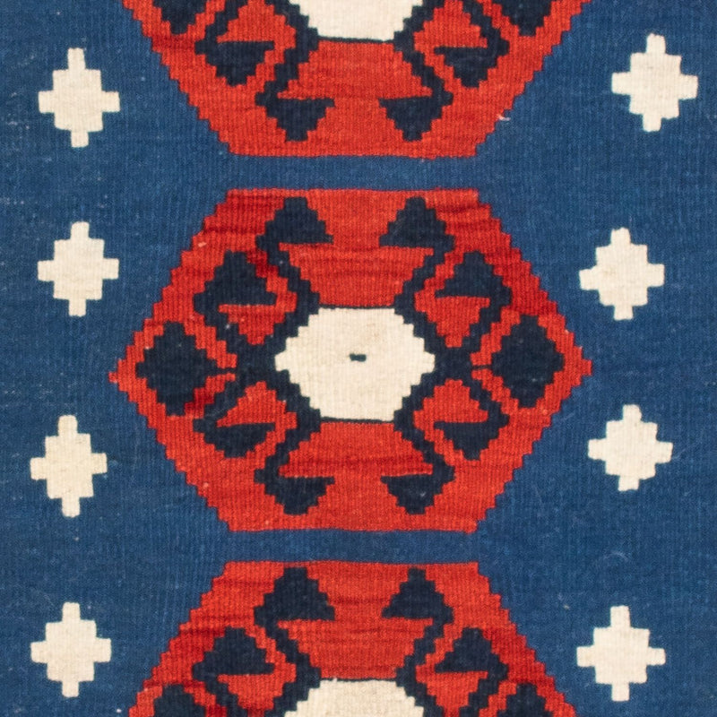 Kelim-tæppe - orientalsk firkantet  - 105 x 104 cm - mørkeblå