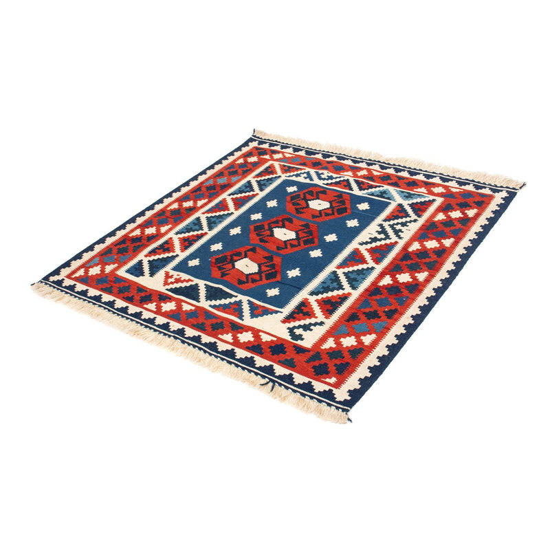 Kelim-tæppe - orientalsk firkantet  - 105 x 104 cm - mørkeblå