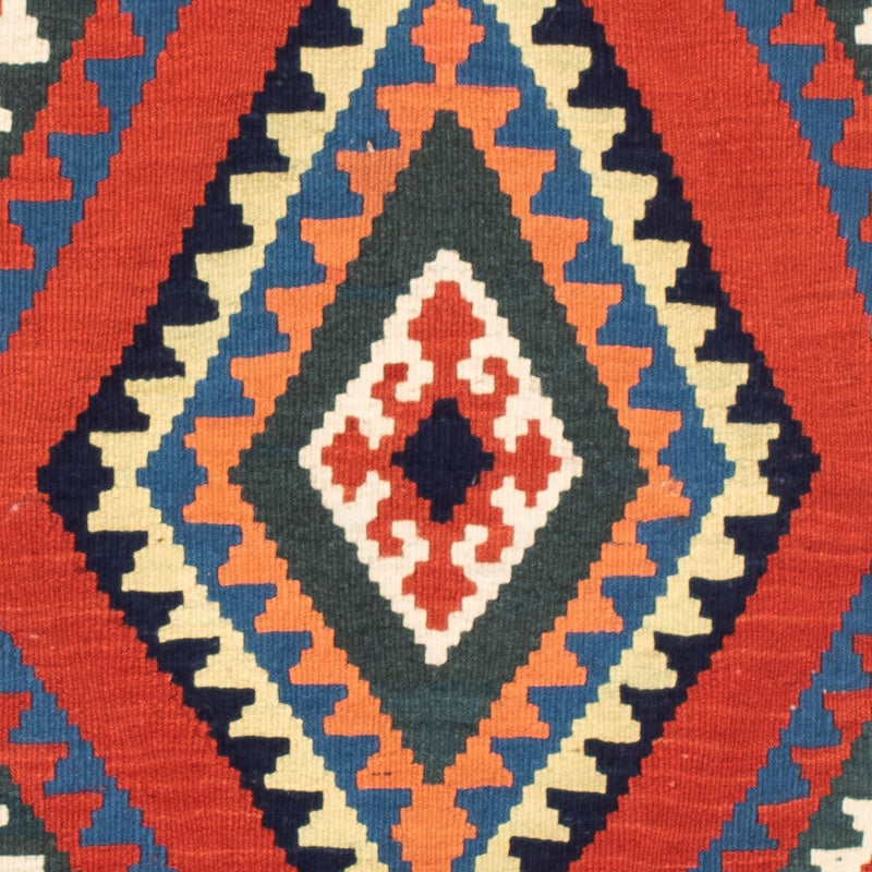 Kelim-tæppe - orientalsk firkantet  - 102 x 98 cm - mørkerød