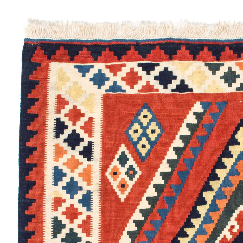 Kelim-tæppe - orientalsk firkantet  - 102 x 98 cm - mørkerød