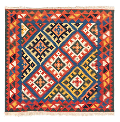 Kelim-tæppe - orientalsk firkantet  - 104 x 100 cm - mørkeblå