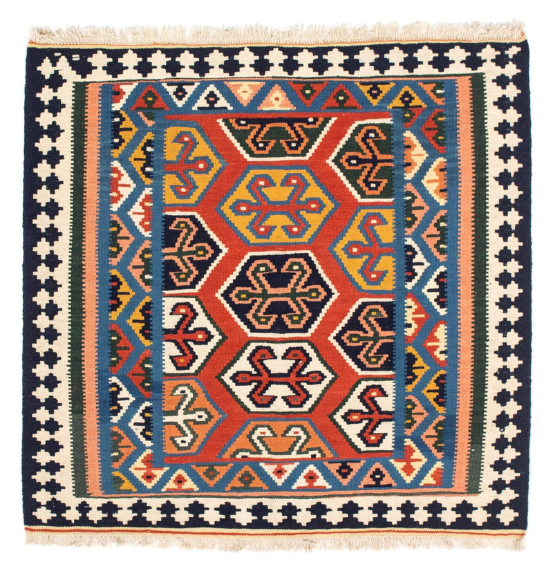 Kelim-tæppe - orientalsk firkantet  - 105 x 103 cm - rød