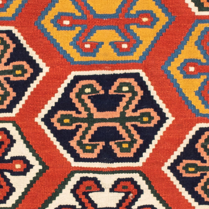 Kelim-tæppe - orientalsk firkantet  - 105 x 103 cm - rød