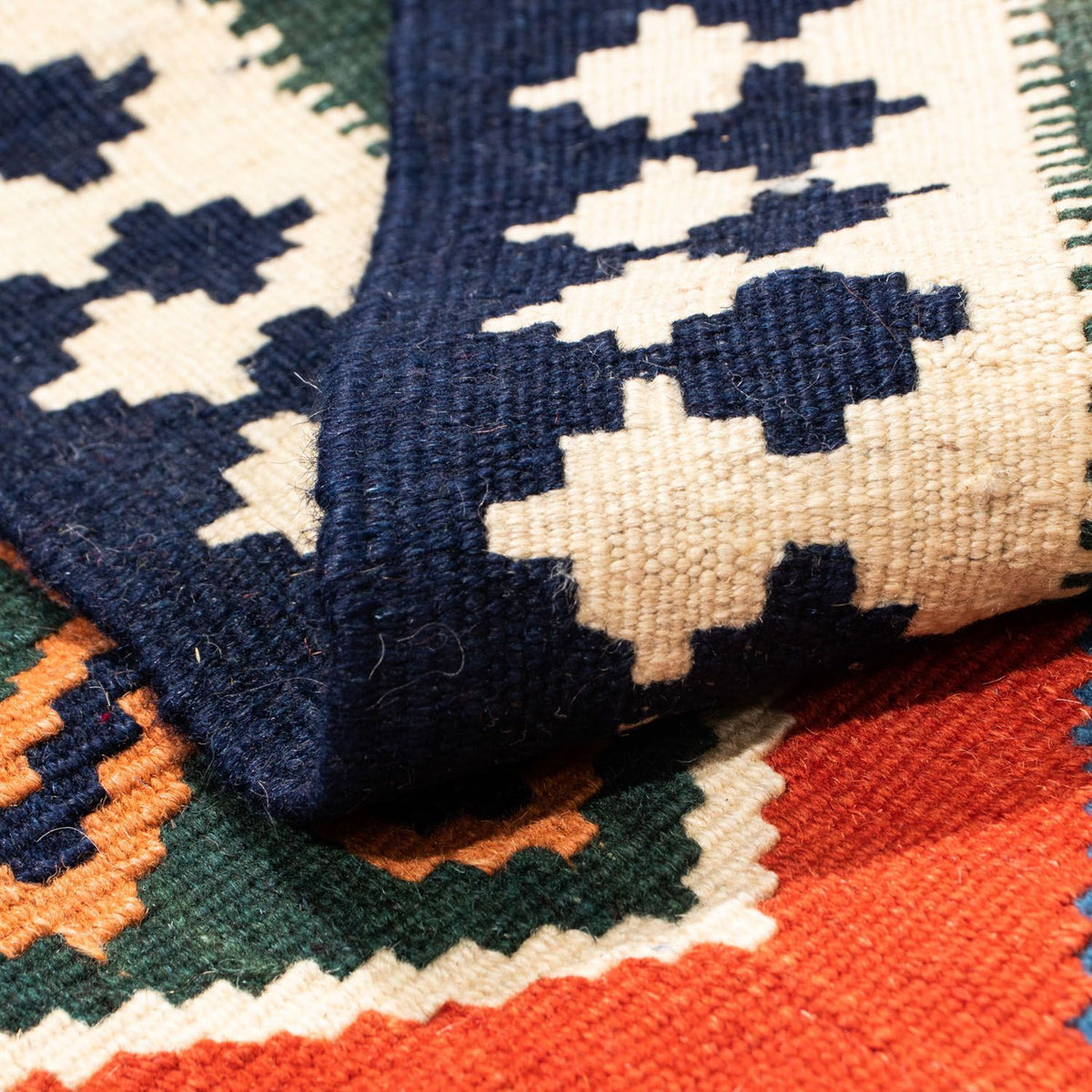 Kelim-tæppe - orientalsk firkantet  - 105 x 103 cm - rød