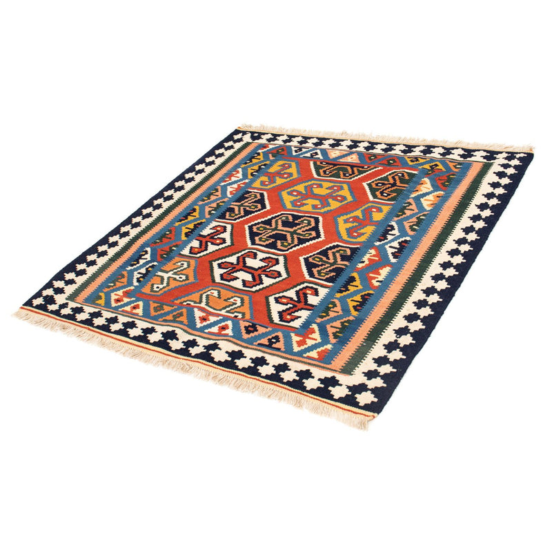 Kelim-tæppe - orientalsk firkantet  - 105 x 103 cm - rød