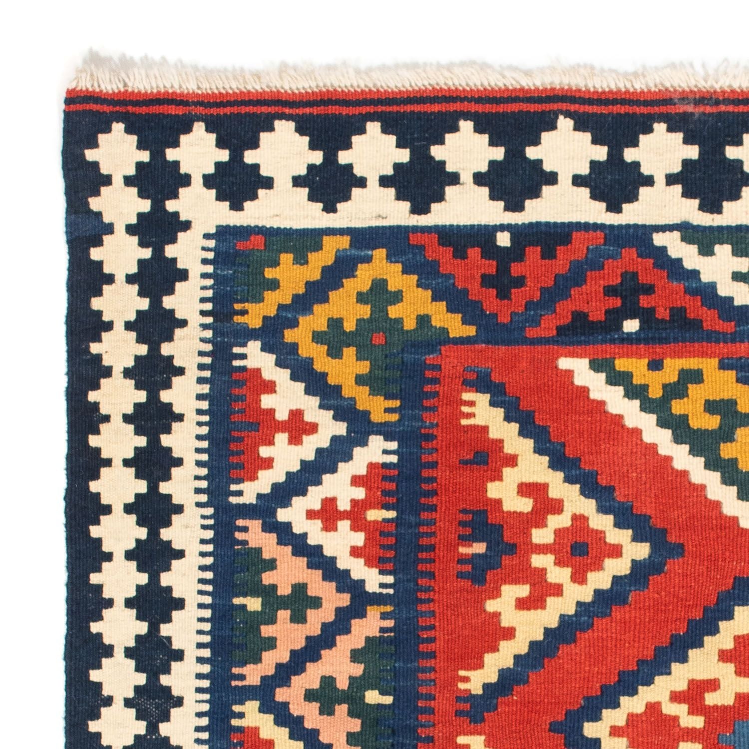 Kelim-tæppe - orientalsk firkantet  - 107 x 103 cm - rød
