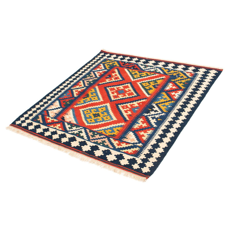 Kelim-tæppe - orientalsk firkantet  - 107 x 103 cm - rød
