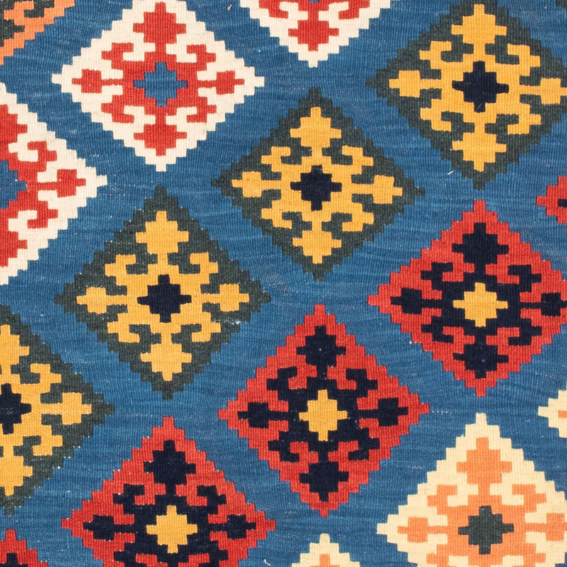 Kelim-tæppe - orientalsk firkantet  - 110 x 107 cm - blå
