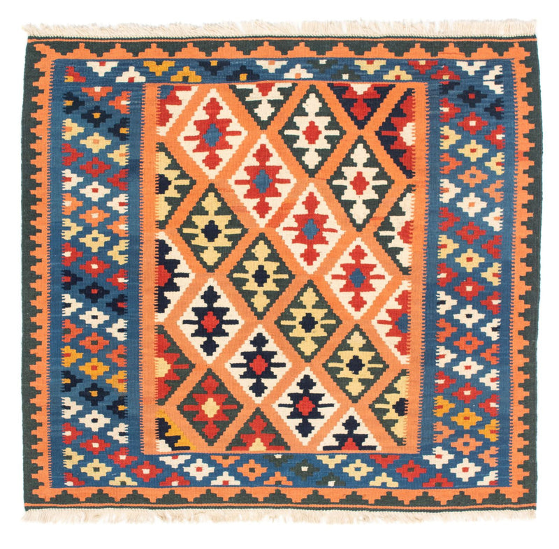 Kelim-tæppe - orientalsk firkantet  - 103 x 100 cm - lys brun