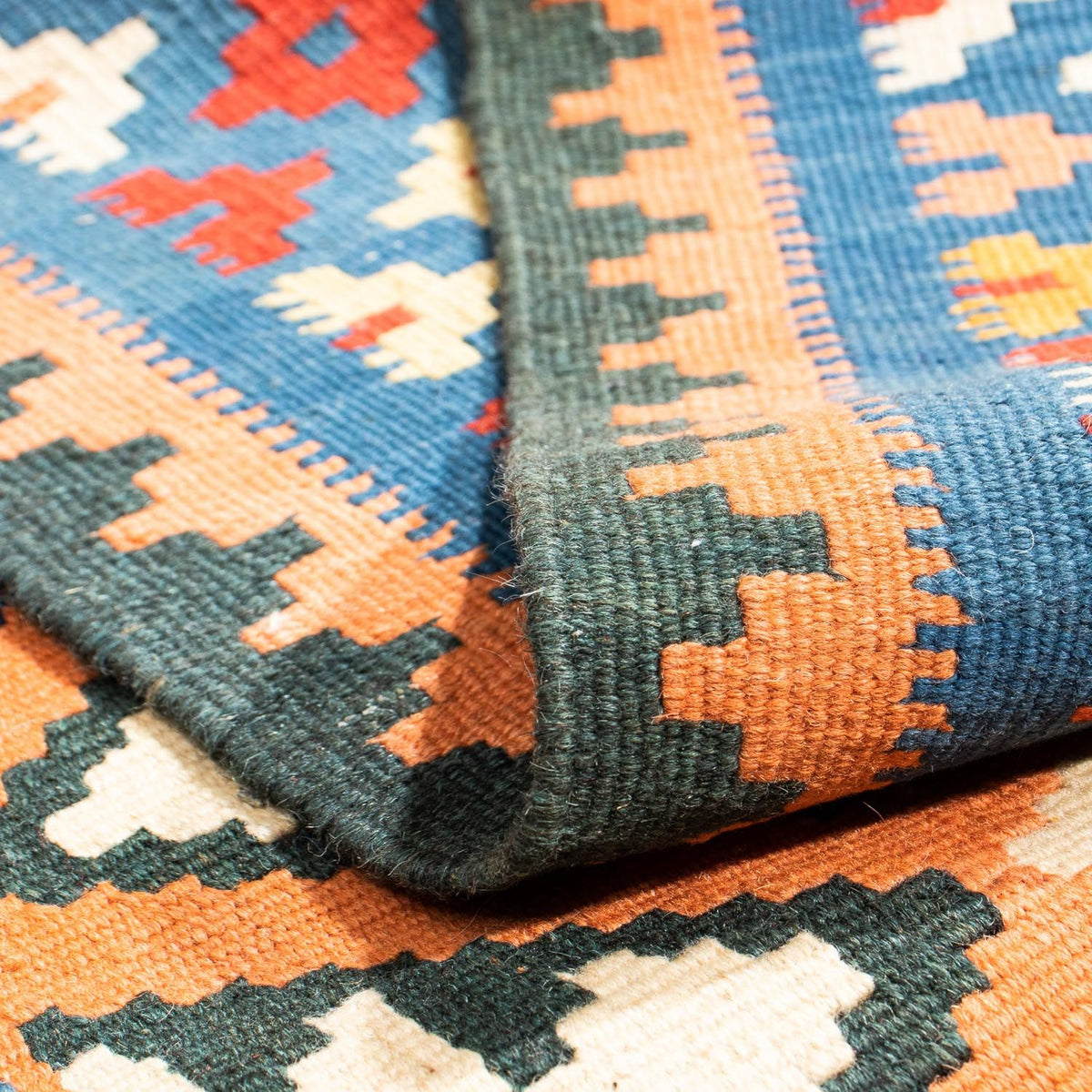 Kelim-tæppe - orientalsk firkantet  - 103 x 100 cm - lys brun