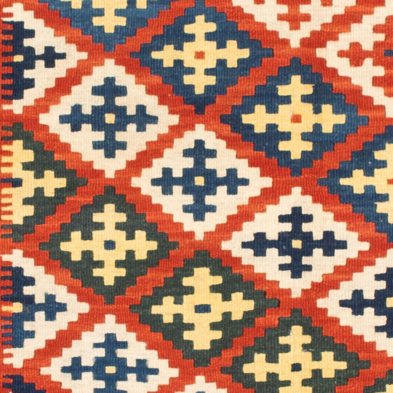 Kelim-tæppe - orientalsk firkantet  - 107 x 100 cm - mørkerød
