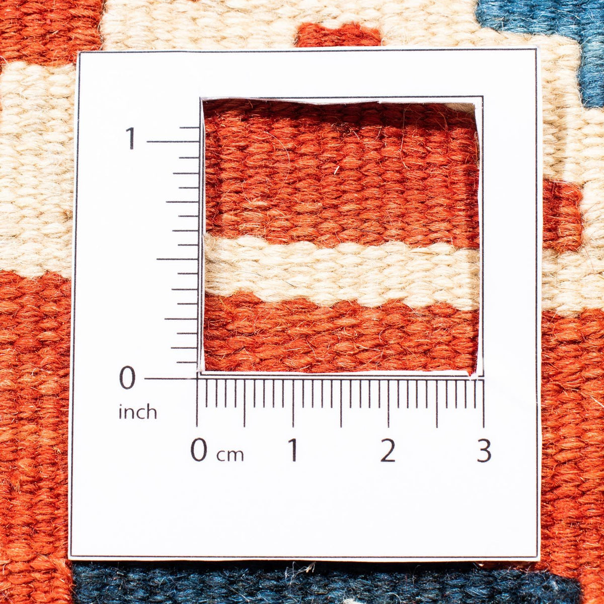 Kelim-tæppe - orientalsk firkantet  - 107 x 100 cm - mørkerød