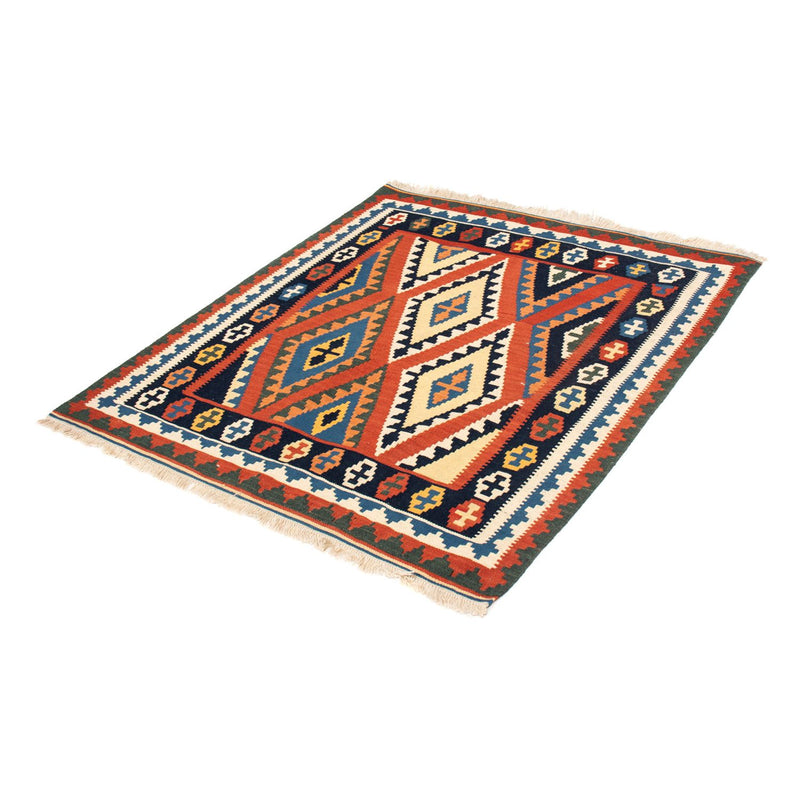 Kelim-tæppe - orientalsk firkantet  - 114 x 102 cm - rød