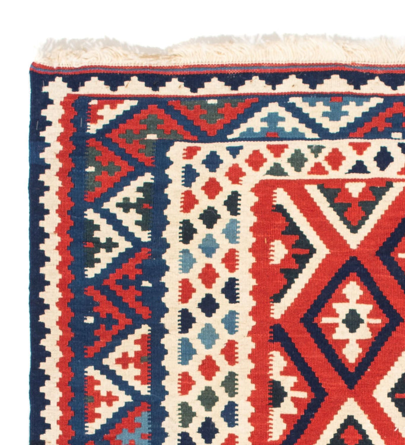 Kelim-tæppe - orientalsk firkantet  - 104 x 102 cm - mørkerød