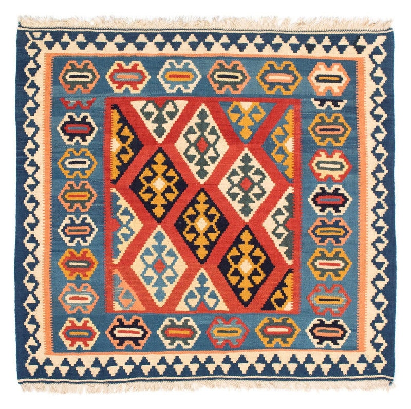 Kelim-tæppe - orientalsk firkantet  - 108 x 97 cm - rust