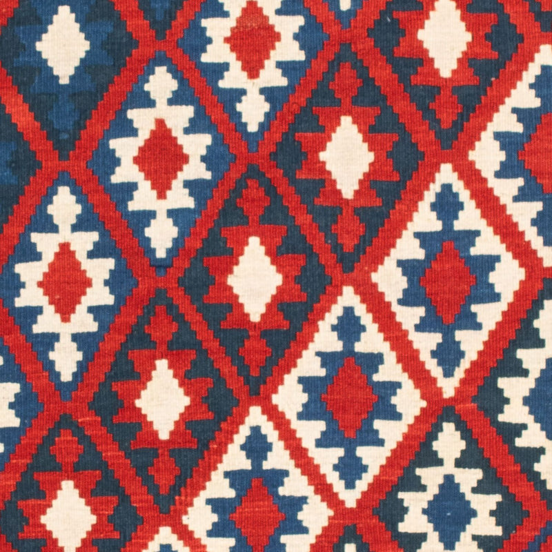 Kelim-tæppe - orientalsk firkantet  - 102 x 94 cm - mørkerød
