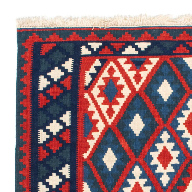 Kelim-tæppe - orientalsk firkantet  - 102 x 94 cm - mørkerød