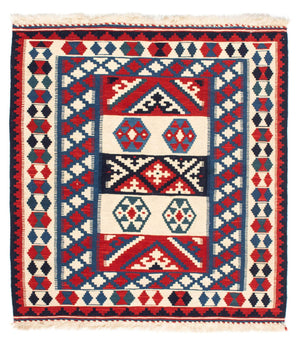 Kelim-tæppe - orientalsk firkantet  - 105 x 102 cm - mørkeblå