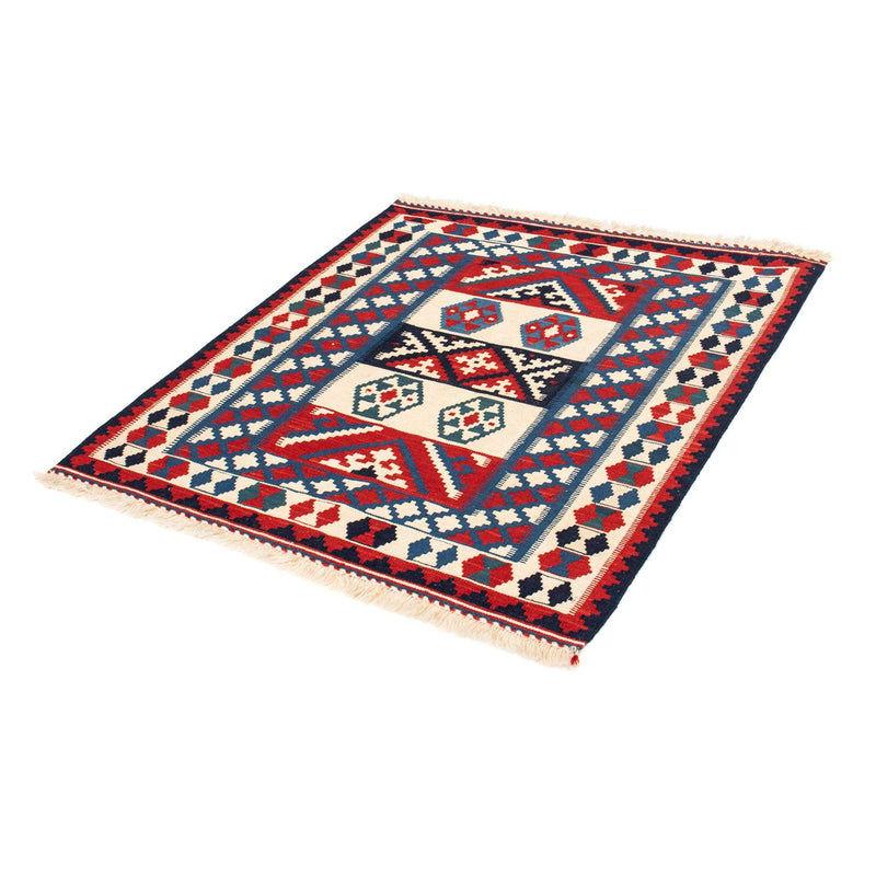 Kelim-tæppe - orientalsk firkantet  - 105 x 102 cm - mørkeblå