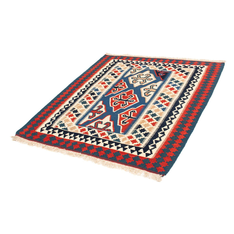 Kelim-tæppe - orientalsk firkantet  - 125 x 110 cm - blå