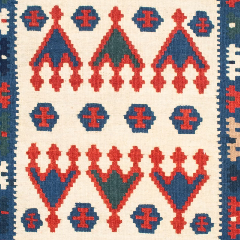 Kelim-tæppe - orientalsk firkantet  - 117 x 102 cm - mørkeblå