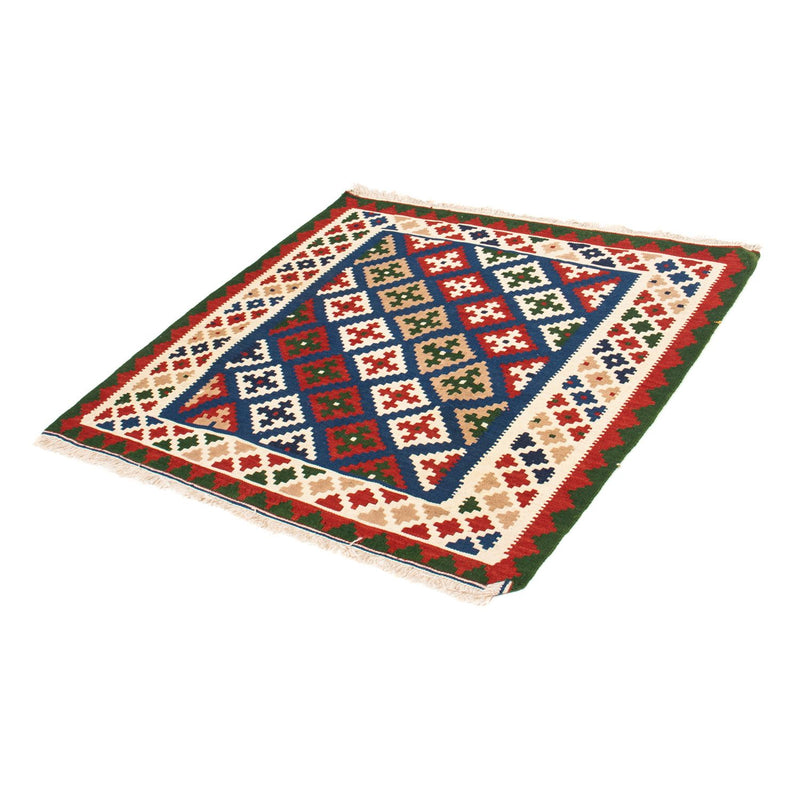 Kelim-tæppe - orientalsk firkantet  - 103 x 100 cm - mørkeblå