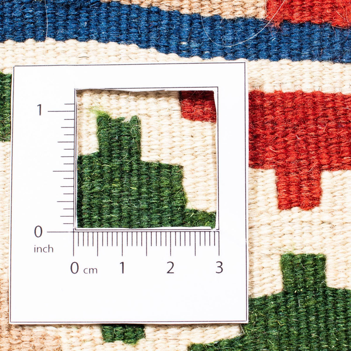 Kelim-tæppe - orientalsk firkantet  - 103 x 100 cm - mørkeblå