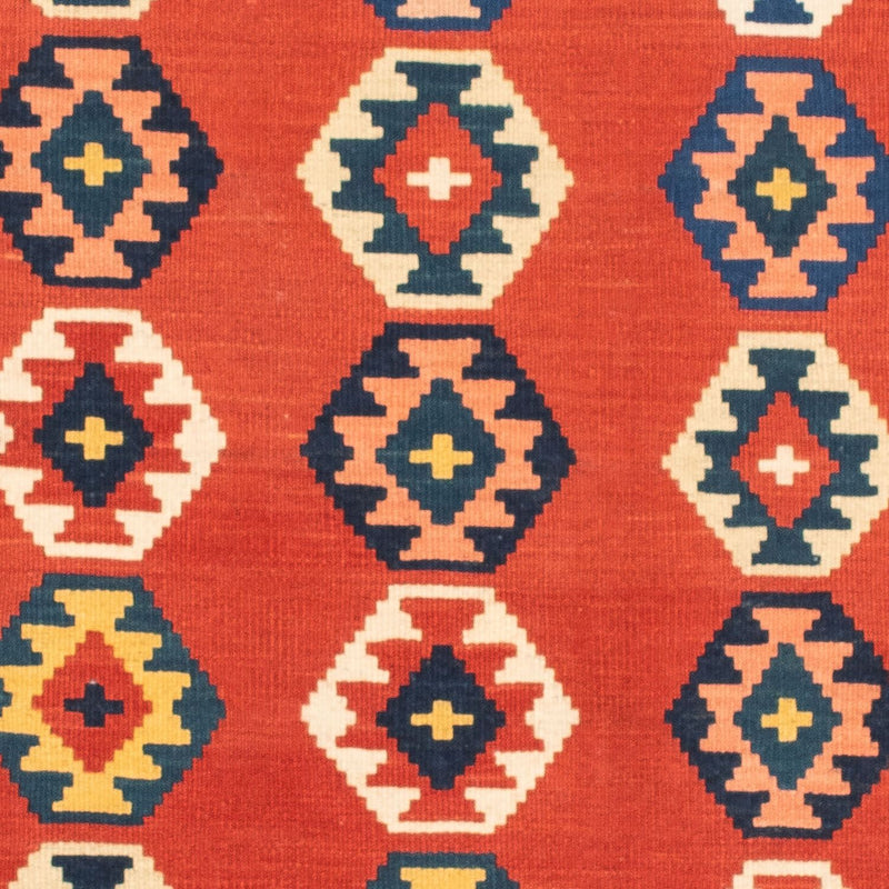Kelim-tæppe - orientalsk firkantet  - 106 x 99 cm - mørkerød