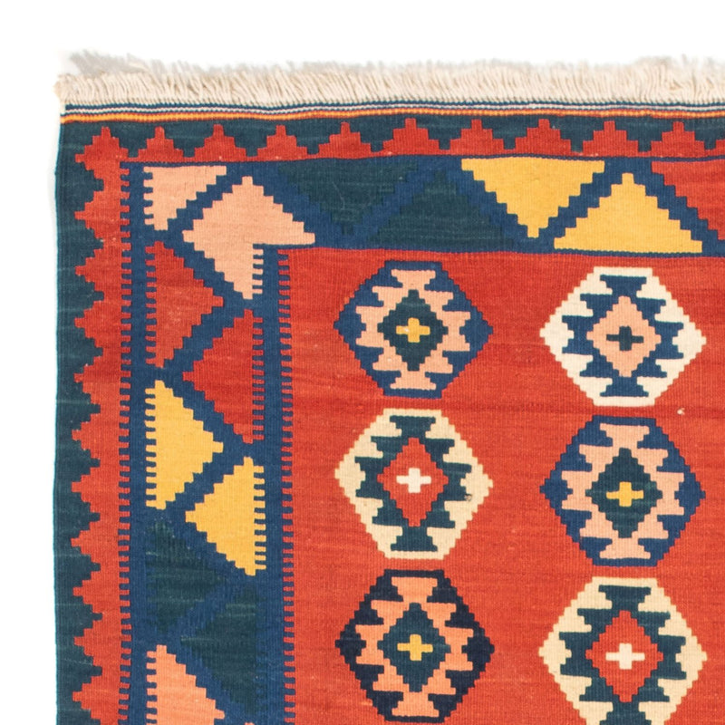 Kelim-tæppe - orientalsk firkantet  - 106 x 99 cm - mørkerød