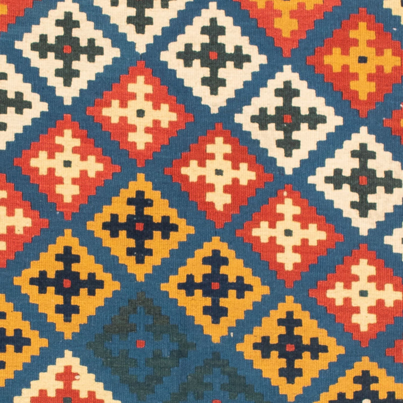 Kelim-tæppe - orientalsk firkantet  - 104 x 100 cm - mørkeblå
