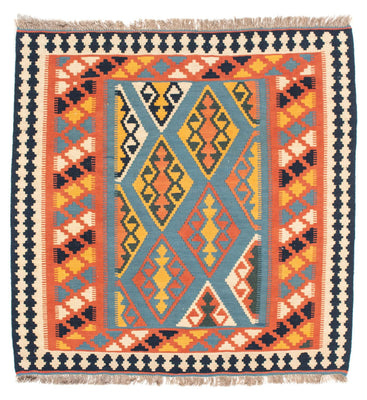 Kelim-tæppe - orientalsk firkantet  - 102 x 101 cm - orange
