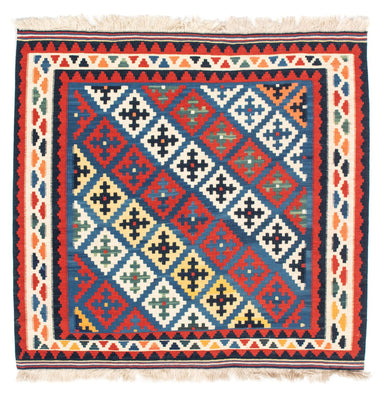 Kelim-tæppe - orientalsk firkantet  - 104 x 97 cm - blå