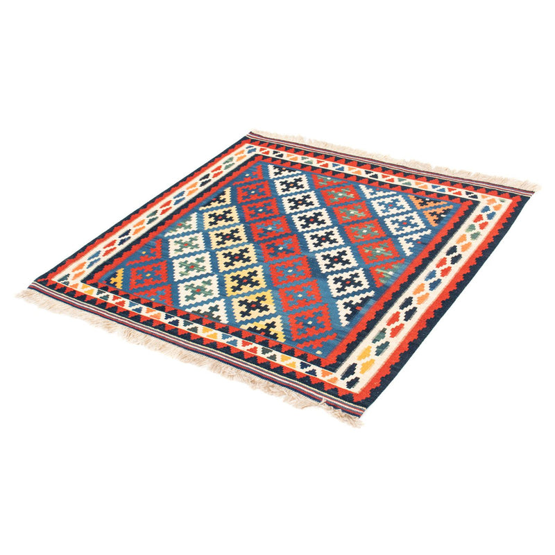 Kelim-tæppe - orientalsk firkantet  - 104 x 97 cm - blå