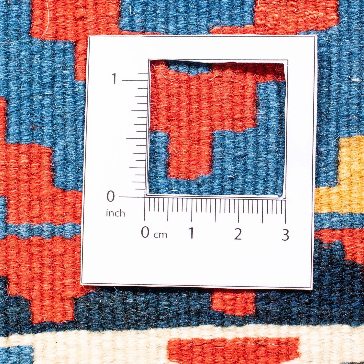 Kelim-tæppe - orientalsk firkantet  - 104 x 97 cm - blå