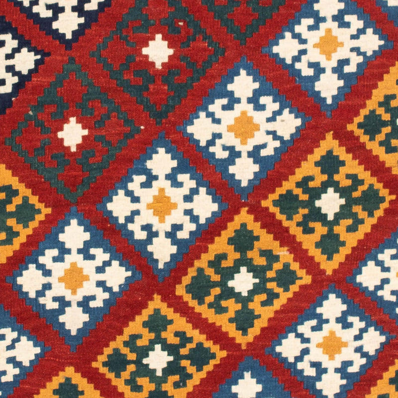 Kelim-tæppe - orientalsk firkantet  - 100 x 97 cm - mørkerød