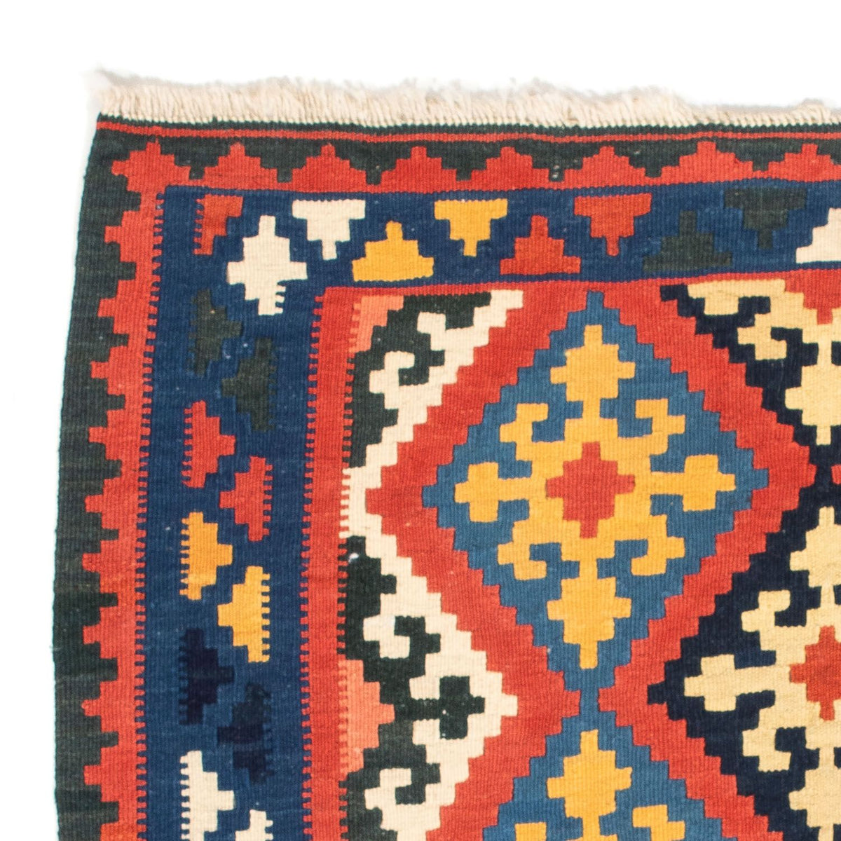 Kelim-tæppe - orientalsk firkantet  - 102 x 101 cm - rød