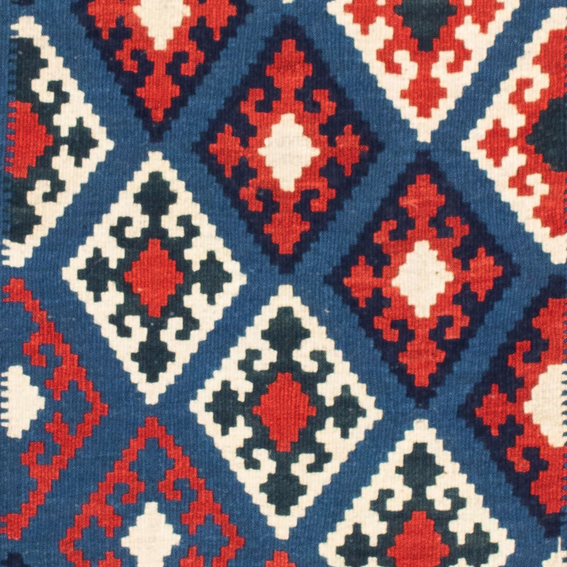 Kelim-tæppe - orientalsk firkantet  - 104 x 100 cm - mørkeblå