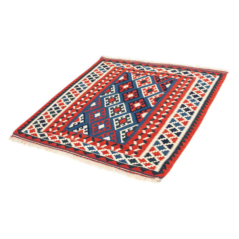 Kelim-tæppe - orientalsk firkantet  - 104 x 100 cm - mørkeblå