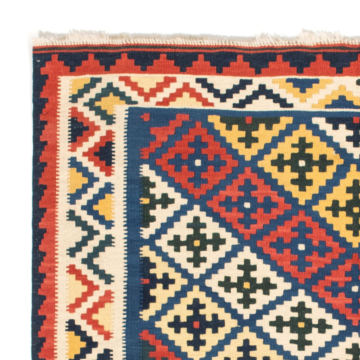 Kelim-tæppe - orientalsk firkantet  - 104 x 102 cm - blå