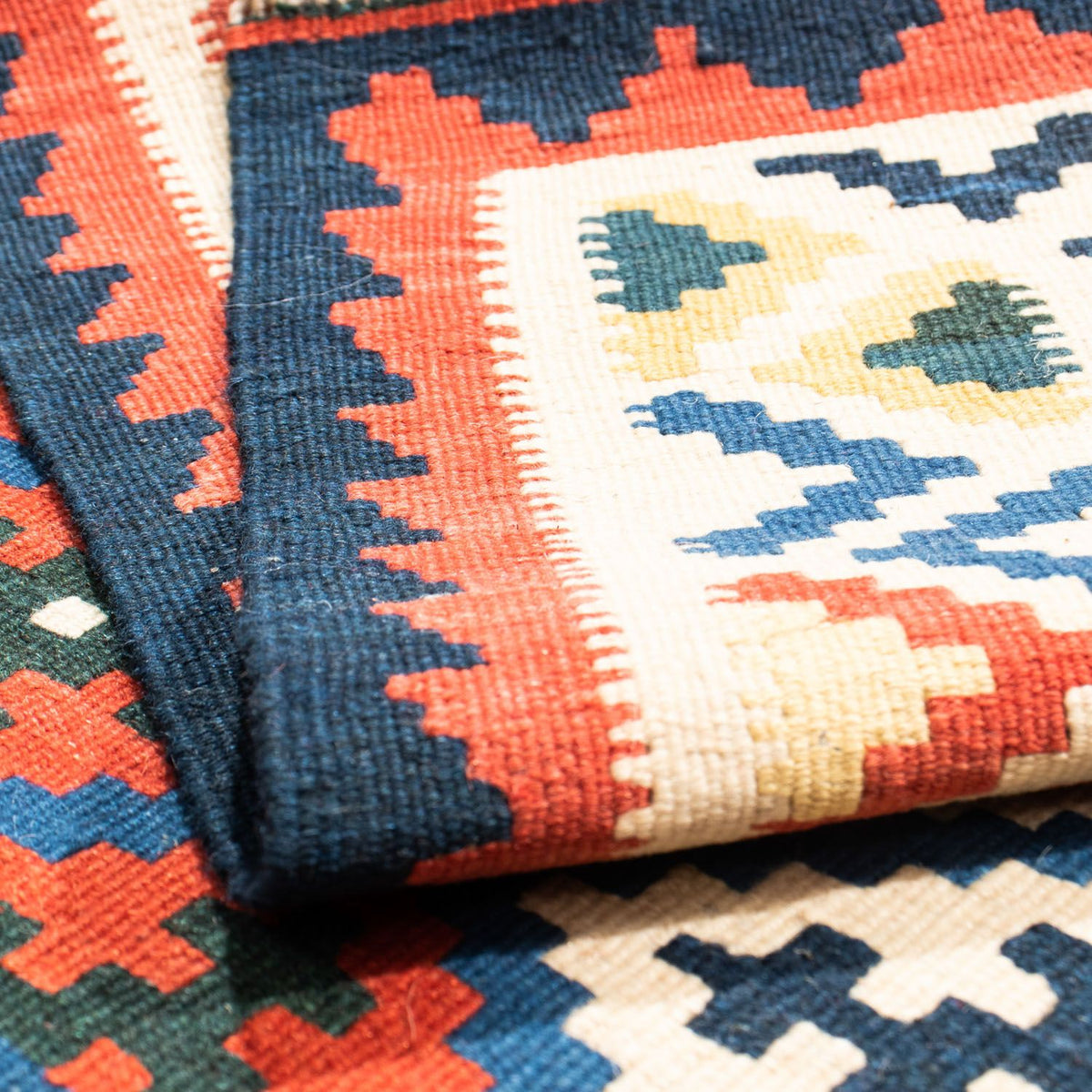 Kelim-tæppe - orientalsk firkantet  - 104 x 102 cm - blå