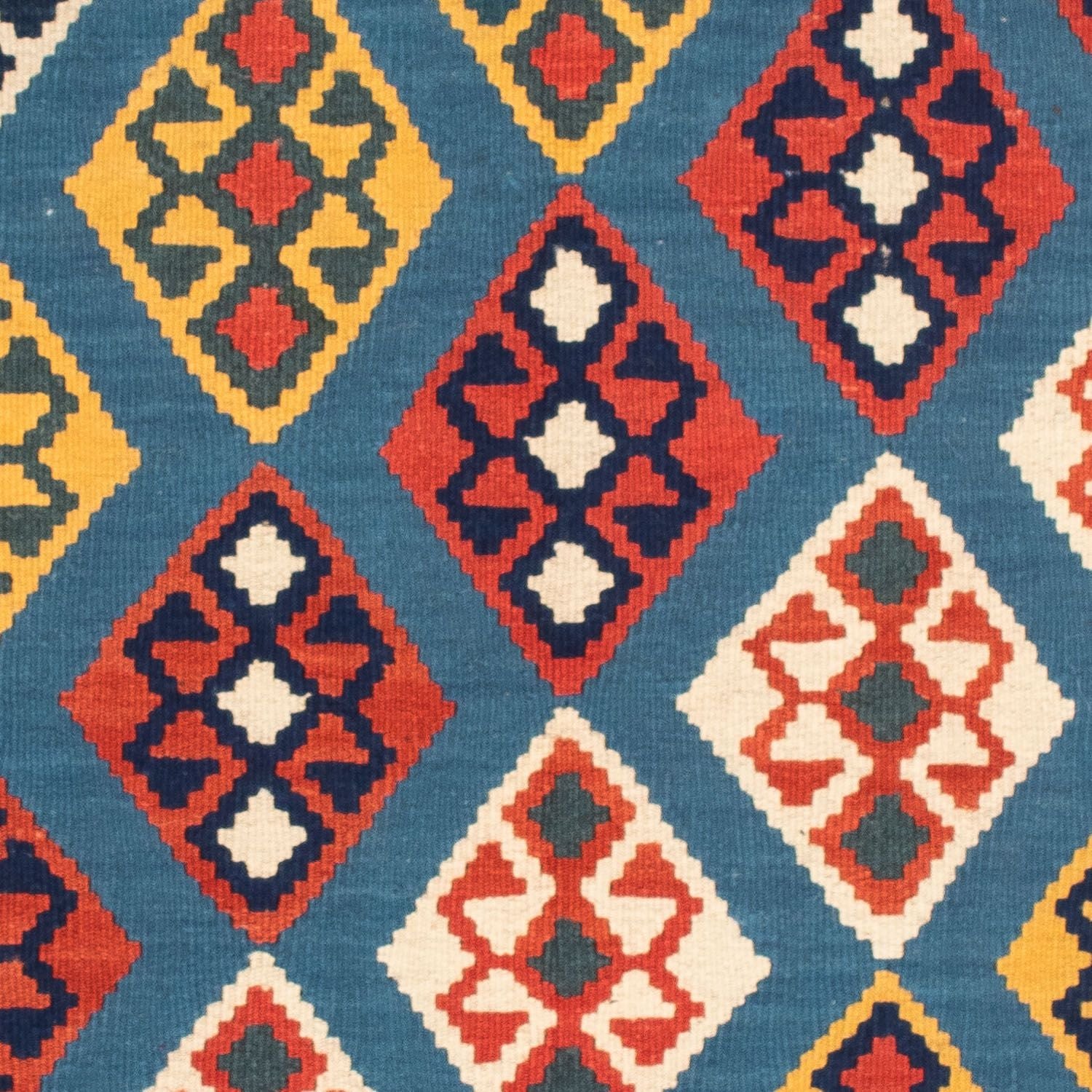 Kelim-tæppe - orientalsk firkantet  - 101 x 99 cm - mørkeblå