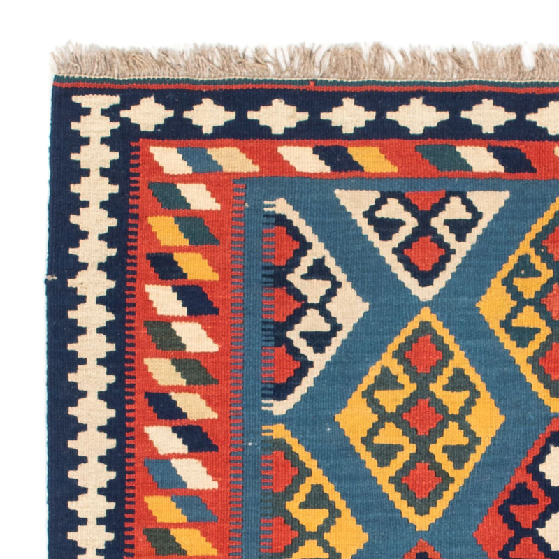 Kelim-tæppe - orientalsk firkantet  - 101 x 99 cm - mørkeblå