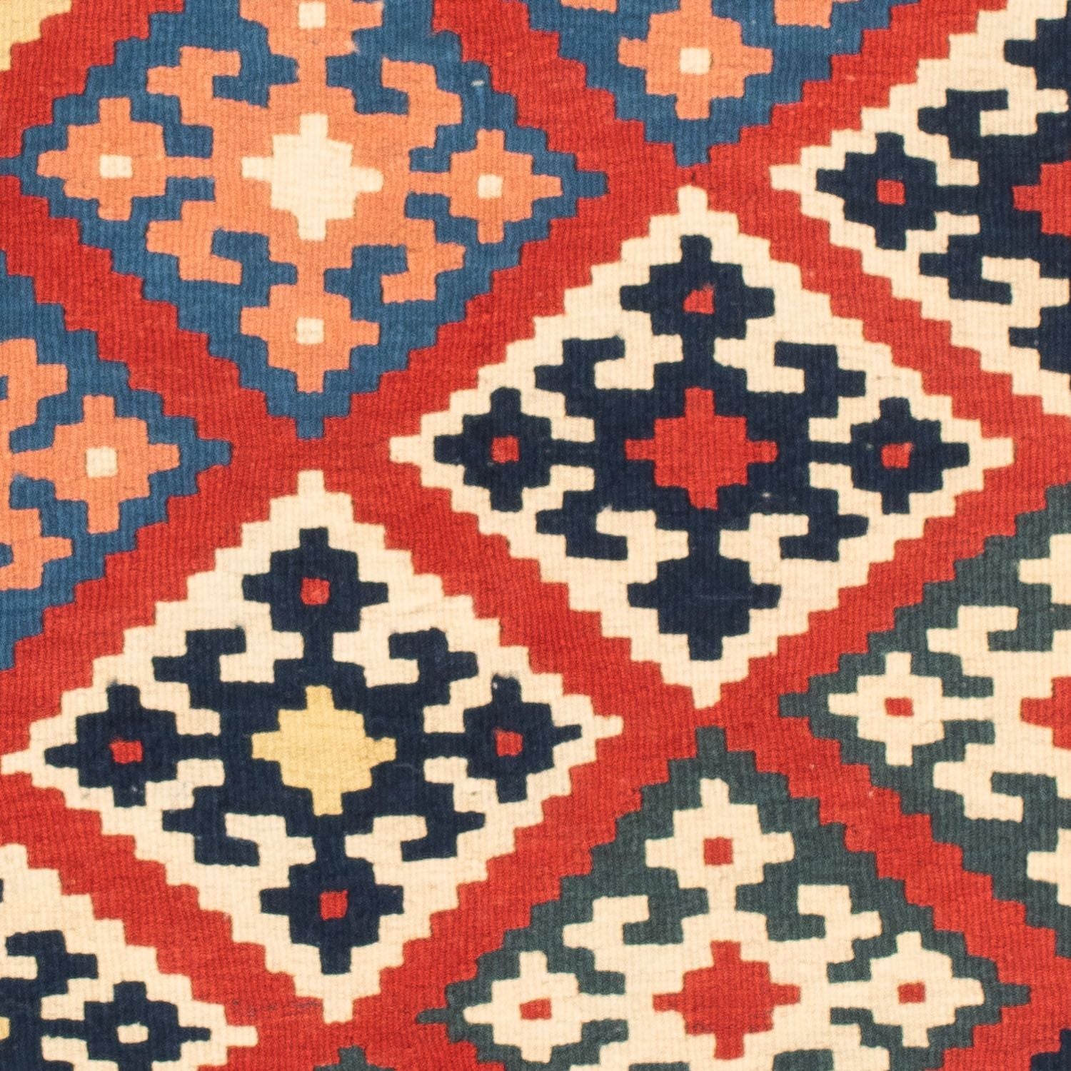 Kelim-tæppe - orientalsk firkantet  - 105 x 101 cm - mørkerød